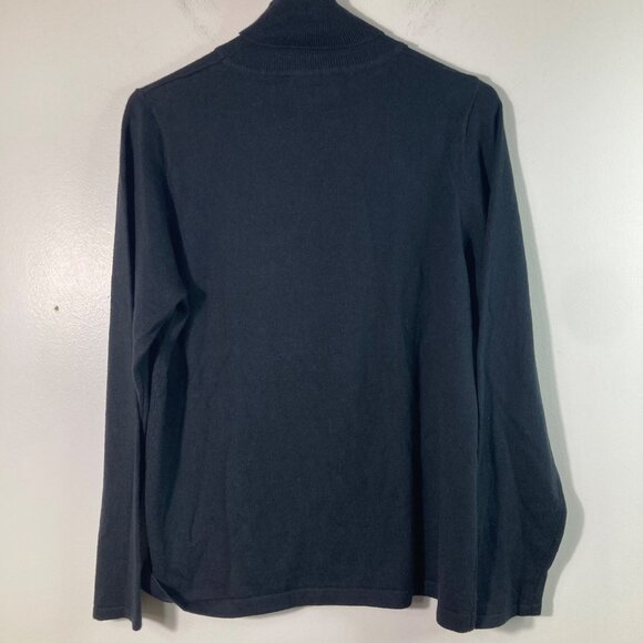 Womens Joan Rivers Turtleneck Sweater Cotton Cashmere Black M Long Sleeve - Picture 2 of 8